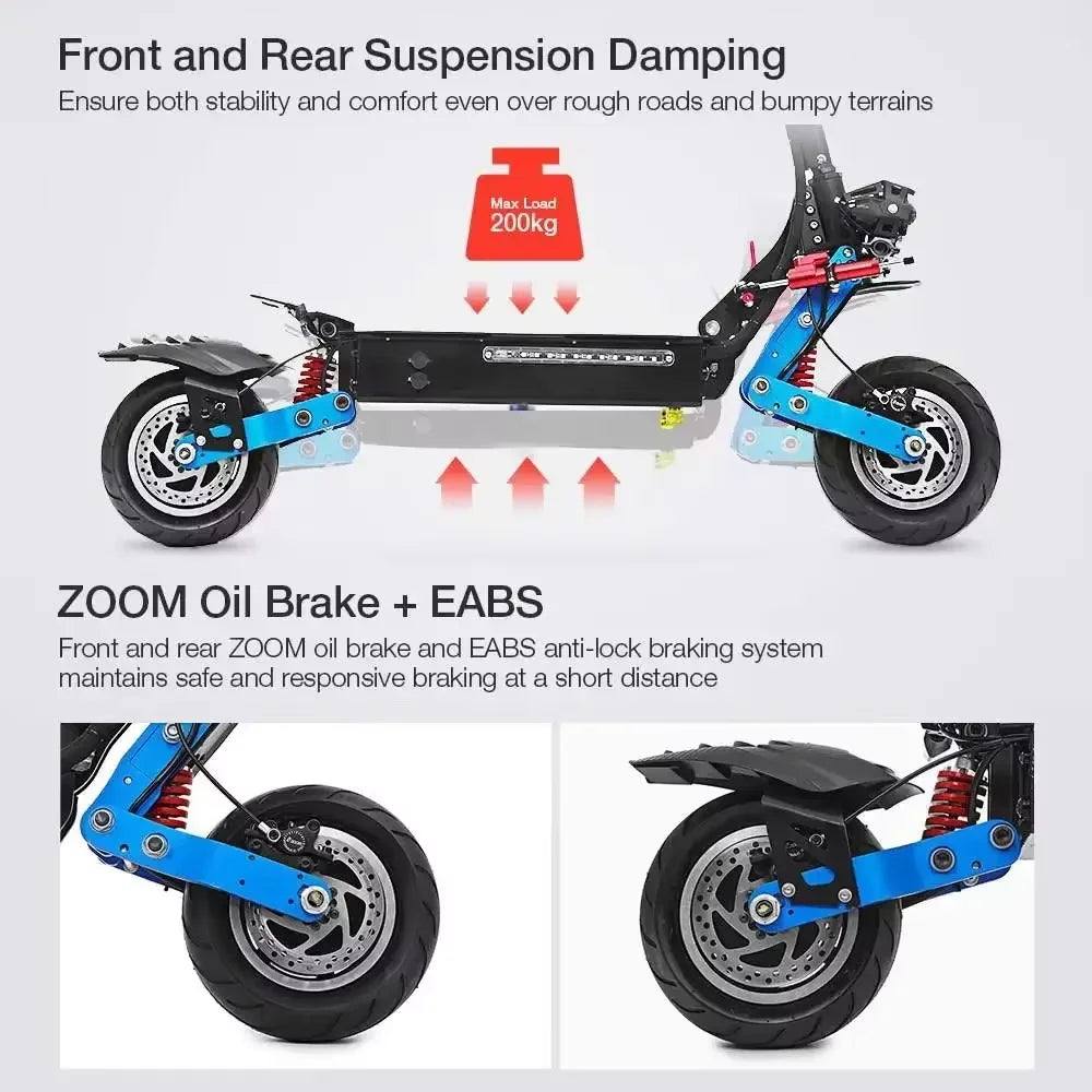 US Escooter 2025 ZonDoo 11Inch Fast Electric Scooter 6000W 60V 38AH Dual Motors Max Speed 95km/h Max Range 110km Hydraulic brake