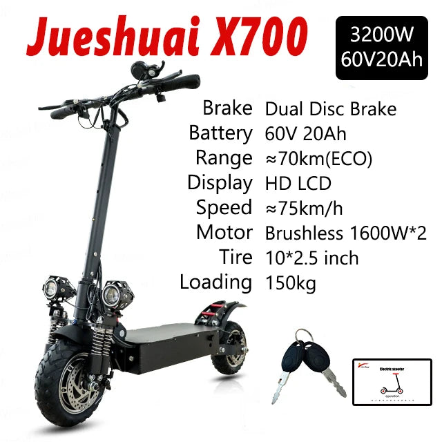 75KM/H Electric kick scooter 60V 48V 1300-3200W 10 inch Fat Tire Foldable Waterproof Electric Scooters Adults EU Warehouse
