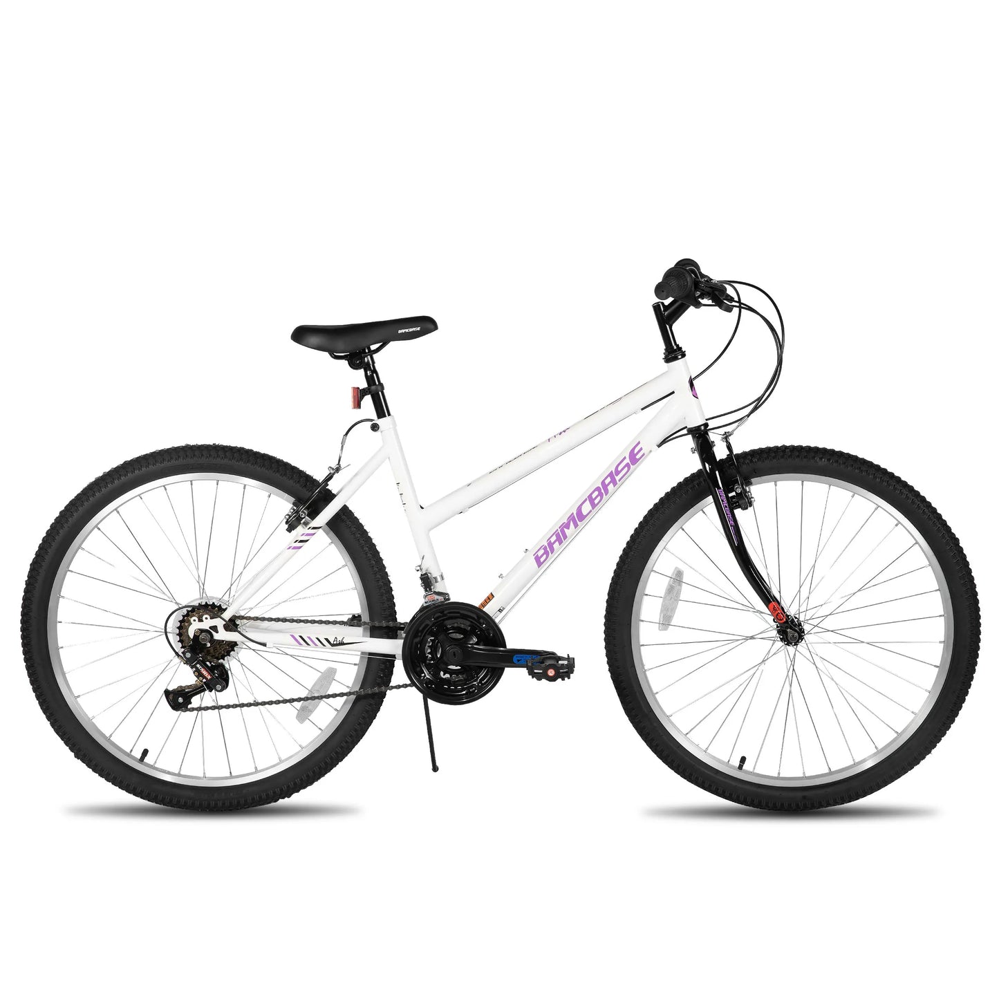 HILAND Bamcbase Womens Mountain Bike, 24 26 Inch 18 Speeds Hybrid Commuter Bicycle for Adults, Sport Hardtail Trail MTB