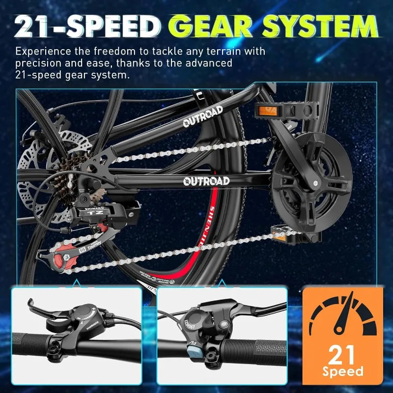 26 Inch Folding Mountain Bike, 21 Speed Full Suspension Bicycle with High-Carbon Steel, Dual Disc Brake Non-Slip Quick