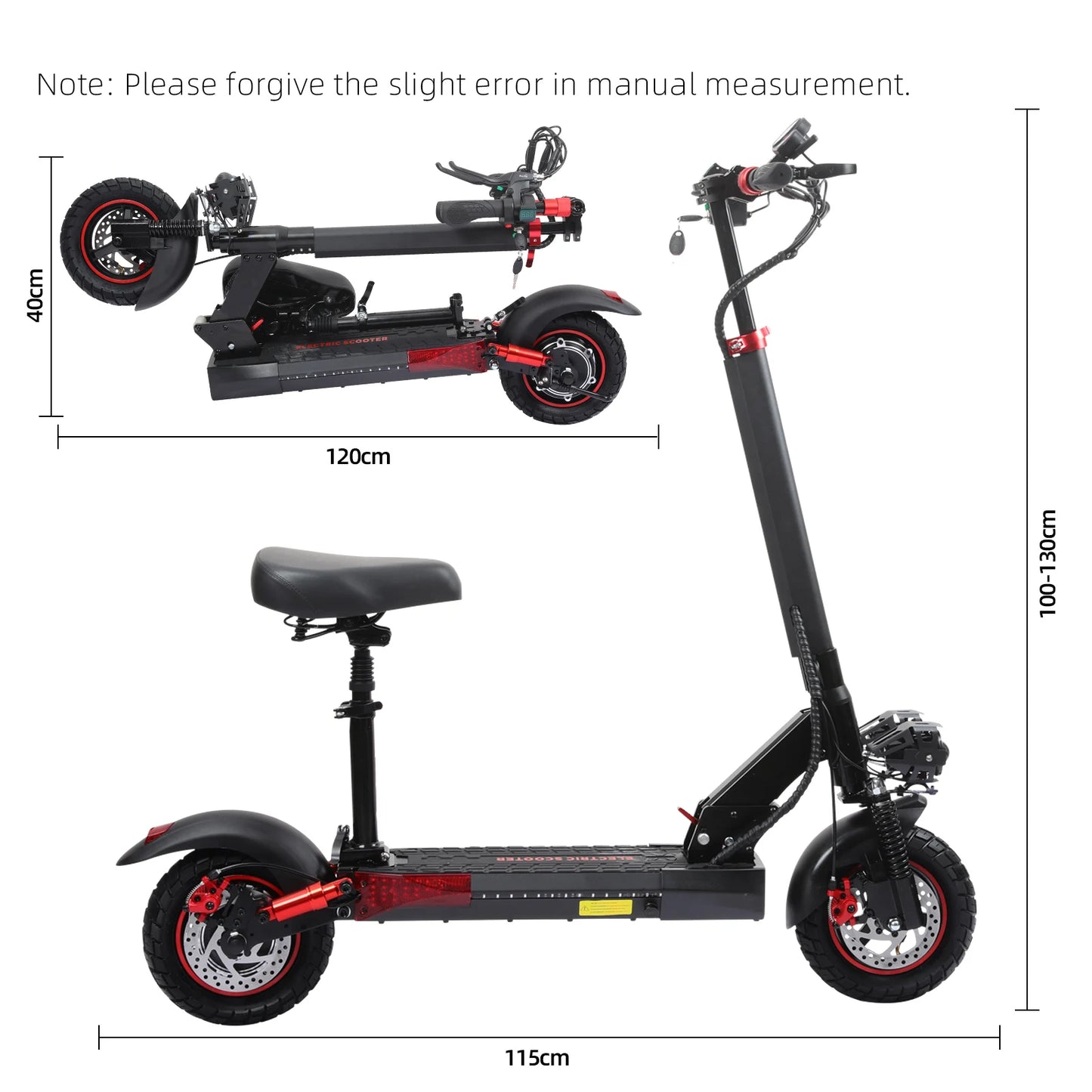 800W Portable Electric Scooter with Seat, Foldable