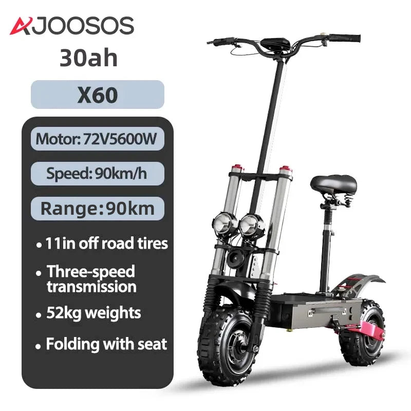 AJOOSOS 2024 X60 X700 X500 Electric Scooter 2400W-5600W Dual Motor Electric Scooters Adults Removable Seat Patinete Eléctricos