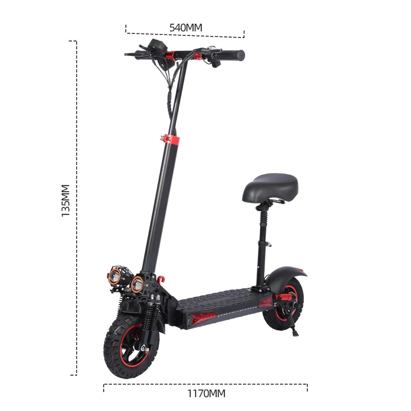 1200W Electric Scooter with Seat for Heavy Adult, Max 35miles Range, 11'' Off-road Tires, Fast E-scooter for Commuting