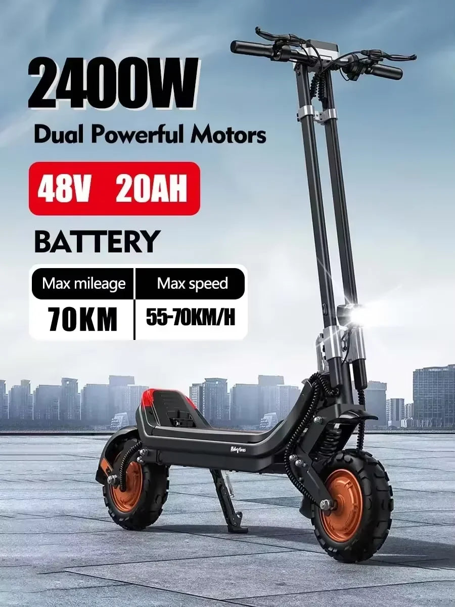 G63 2400W Dual Motor 48V 20AH Adult Electric Scooter Removable Battery Max Speed 65km/h Bluetooth Connectable Collapse Escoote