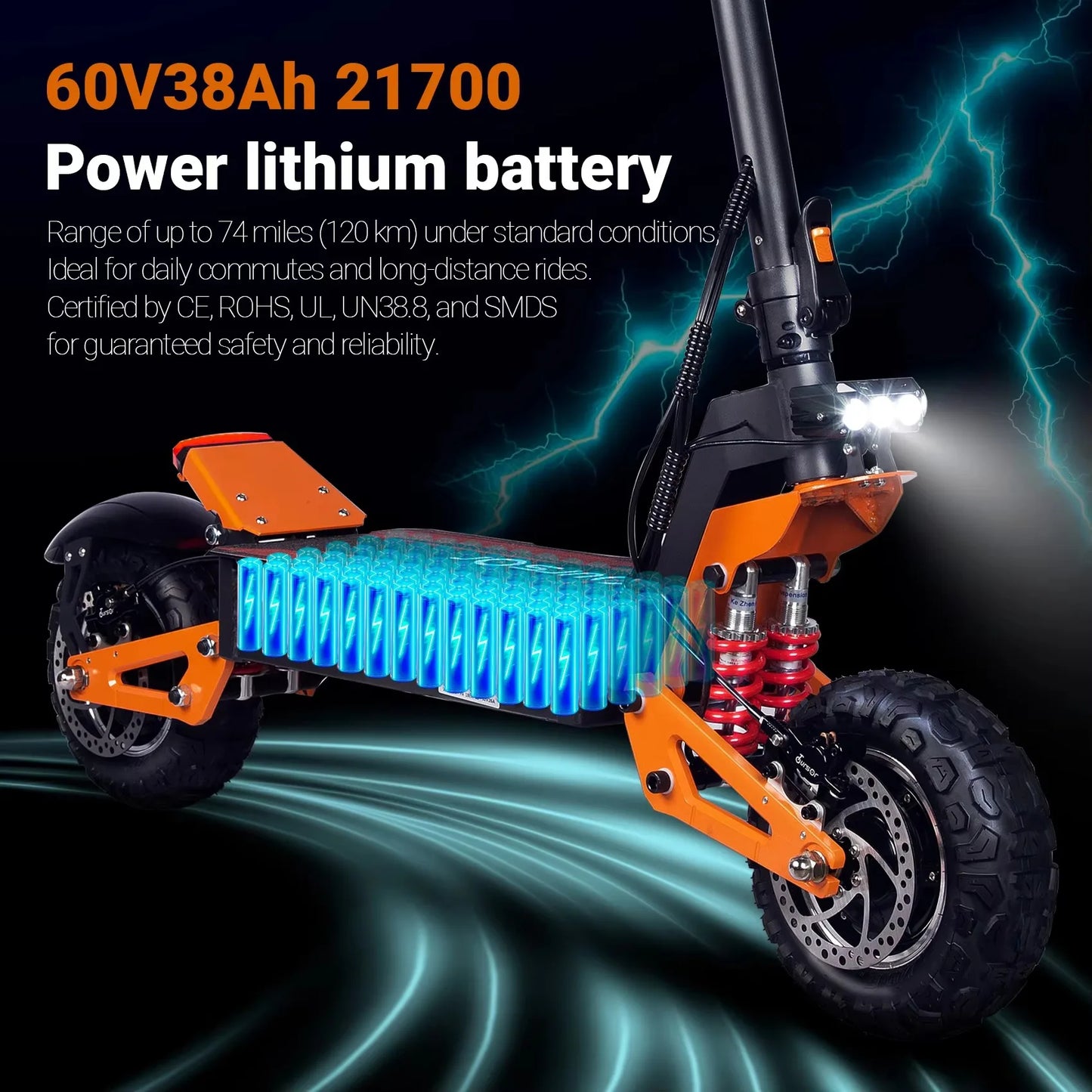 X5 Electric Scooter 6000W60V40V Dual Suspension Shock Absorption Maximum Speed 95 Km/H 11 Inches Maximum Mileage 90 Km Off-road