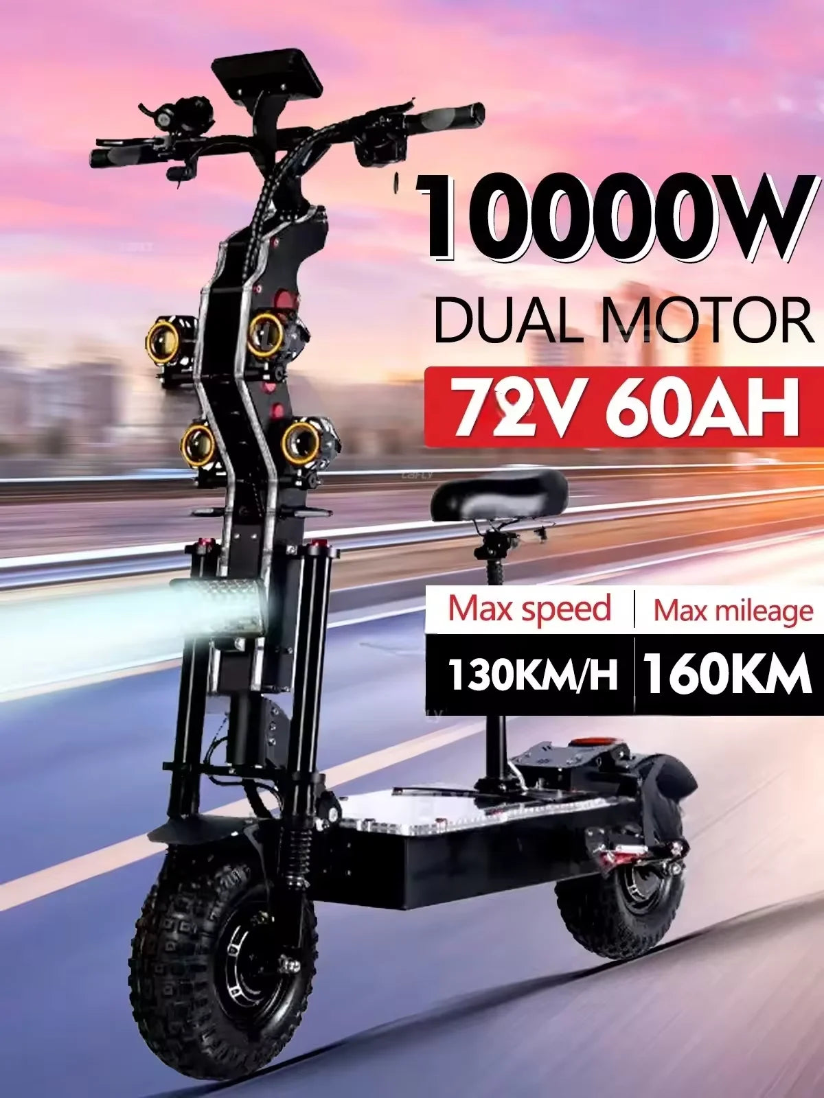 X14 EU New 10000W Dual Motor 72v 50ah Electric Scooter 13 Inch Tyres Max Speed 100km/h Range 120km Lcd Display Foldable Escooter