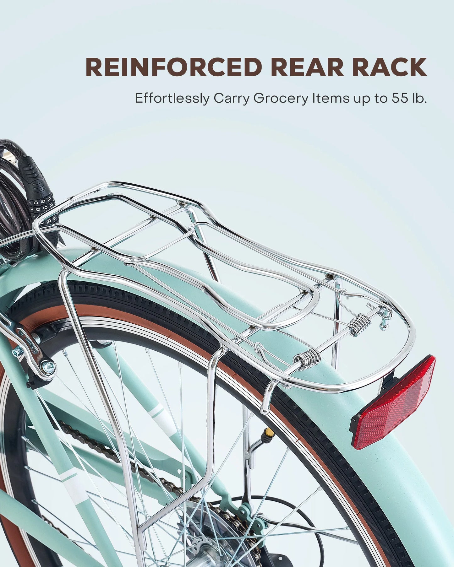 VIRIBUS 7-Speed Beach Cruiser Bike 24''/26" City Bicycle w Basket for Women