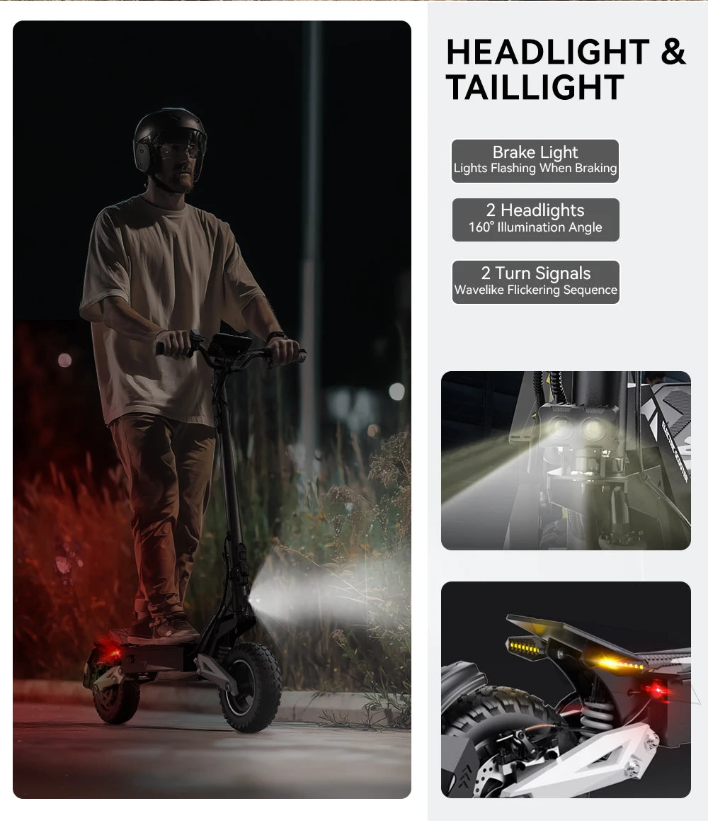 OOTD T10 Electric Scooter 900W Peak power 48V13AH Large Screen City Scooters Electric LED Screen 11 Inch Tire Portable E-Scooter