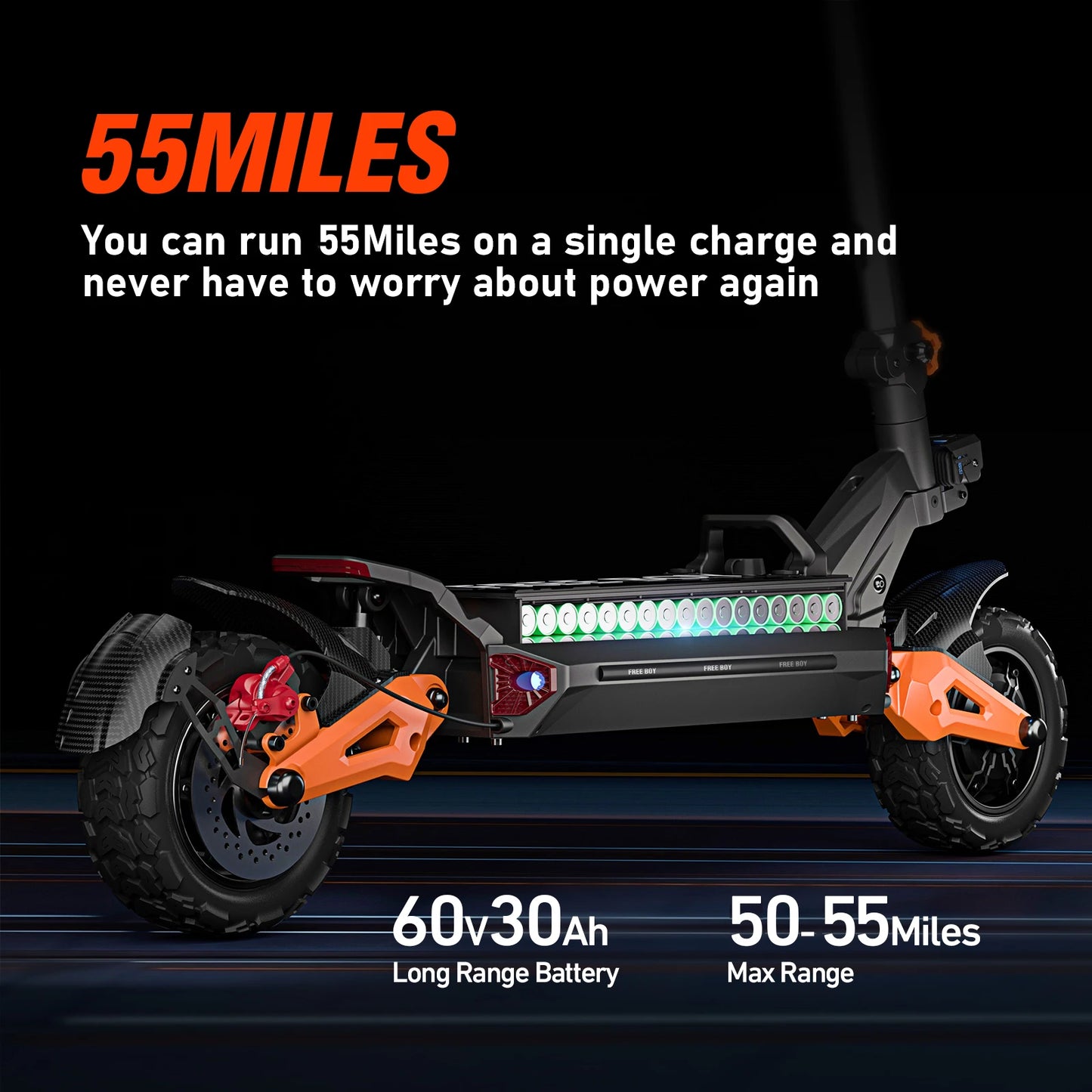6000W Fast Electric Scooter for Adult,Daul Motor 50mph,60V 30Ah,11'' Off Road Tires,55miles Range,Sport Folding eScooter