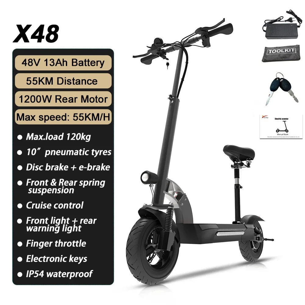 85KM/H Max Speed Electric Scooter 1200W-6000W Dual Motor E-Scooter for Adults 11" Off Road Tire Patinete Eléctrico 100KM Range
