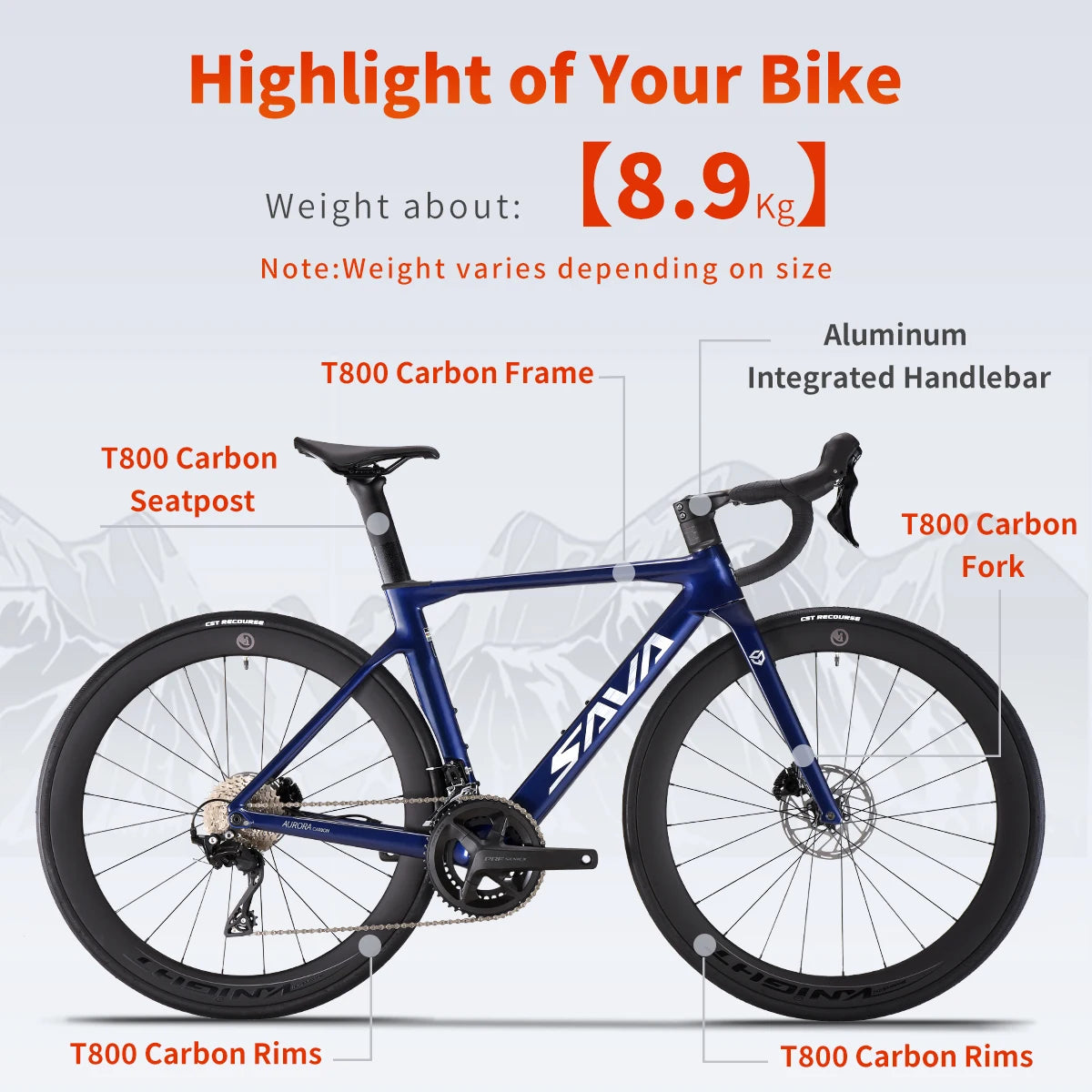 SAVA NEW A7L Carbon Road Bike, Adult Racing Bike, Equipped With Shimano 105 R7100, 24-Speed Hydraulic Brakes