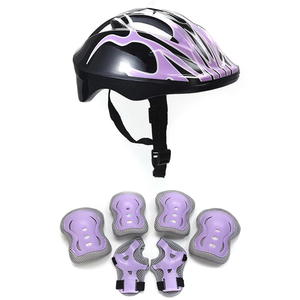 7Pcs Kids Helmet Knee Elbow Pad Sets