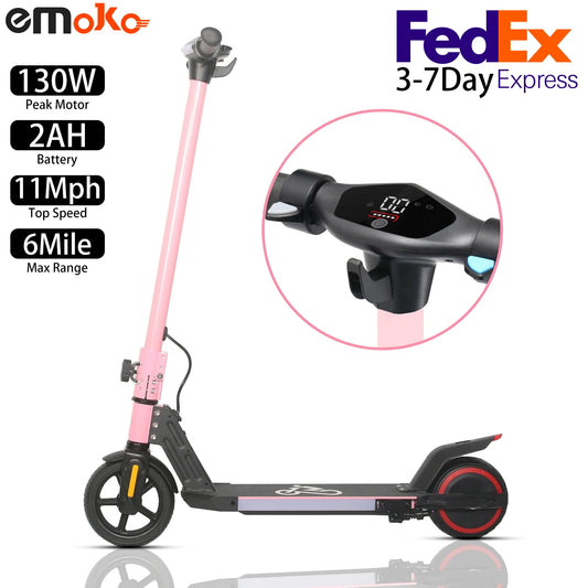 Foldable Electric Scooter EMOKO A43 130W,11Mph,6Mile,Children's Electric Scooter,21.6V 2AH,Suitable for 6-12 Years Old