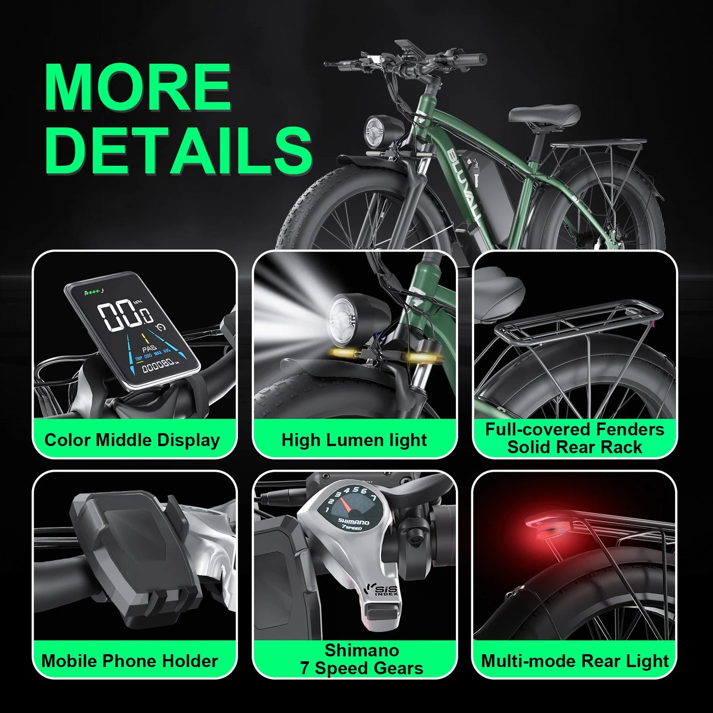 48V 2000W Electric Bike with 22.4AH Battery 26" Fat Tires for All-Terrain High-Speed Commuting Long Range Riding