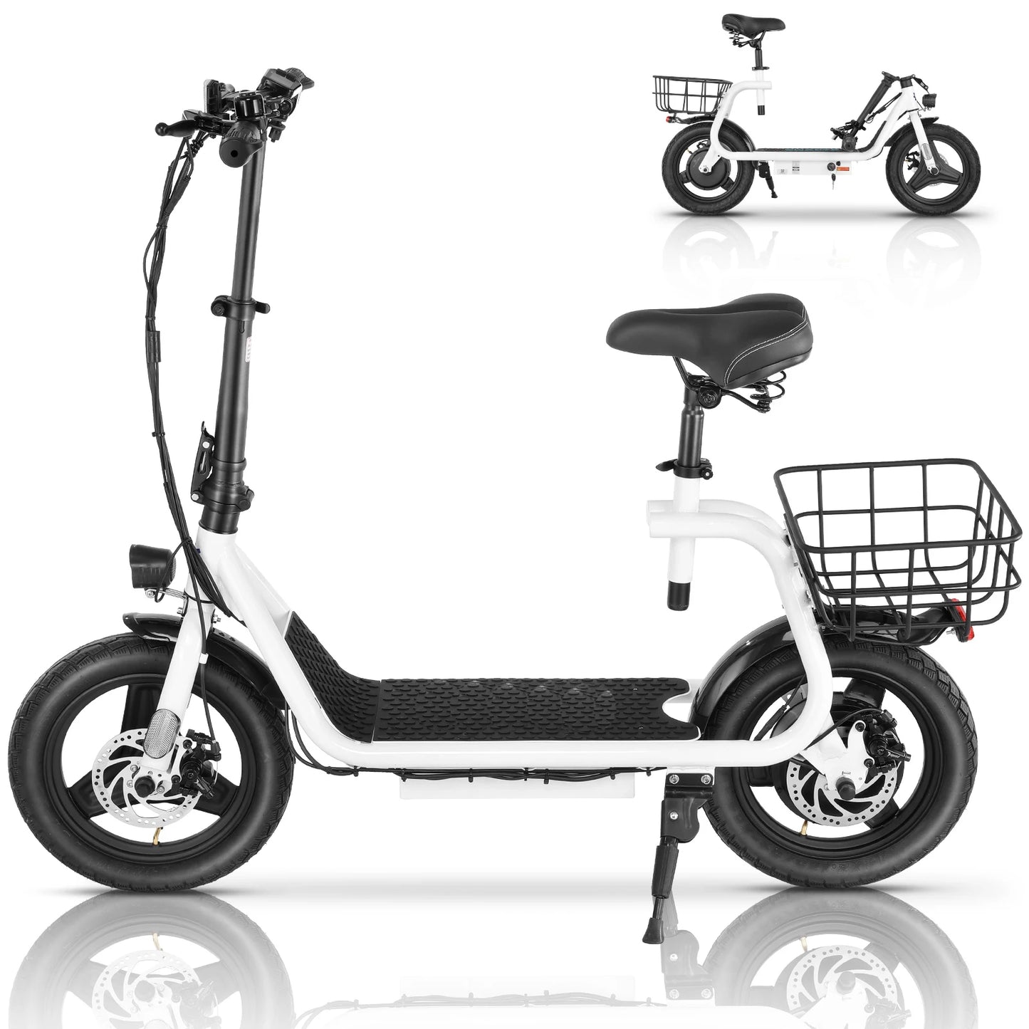 Peak 500W/800W/1200W Electric Scooter Adult 15/25/30Mile Long Range 14" Tire 20MPH Top Speed Adjustable E-Scooter With Seat ﻿