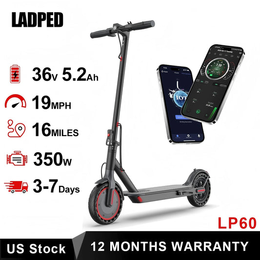 LP60 Electric Scooter 350W 19mph APP Smart Control Scooter 8.5inch tire Folding Electric Scooter 12miles Max Range for Adult