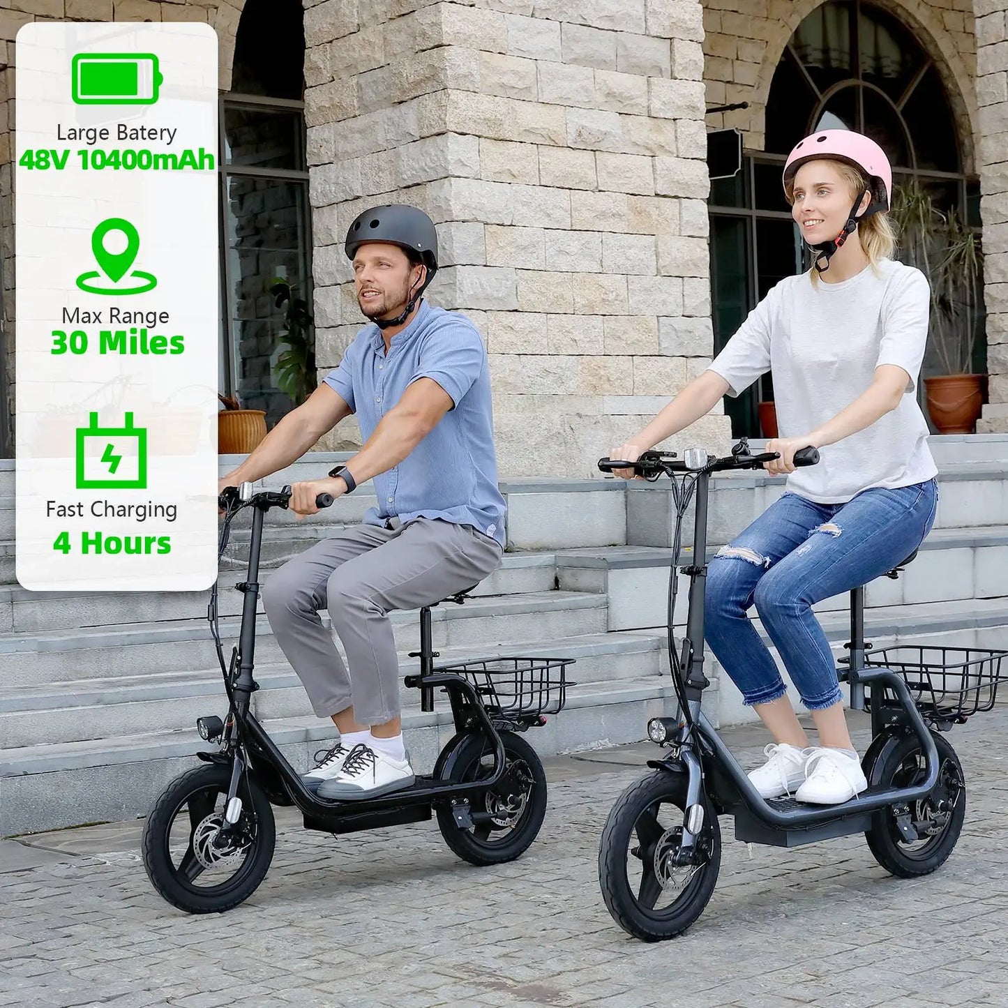 Peak 1200W Electric Scooters for Adults 14" Tire, 500Wh Battery, 30Miles Range, 20MPH Top Speed, Adjustable Electric Scooter
