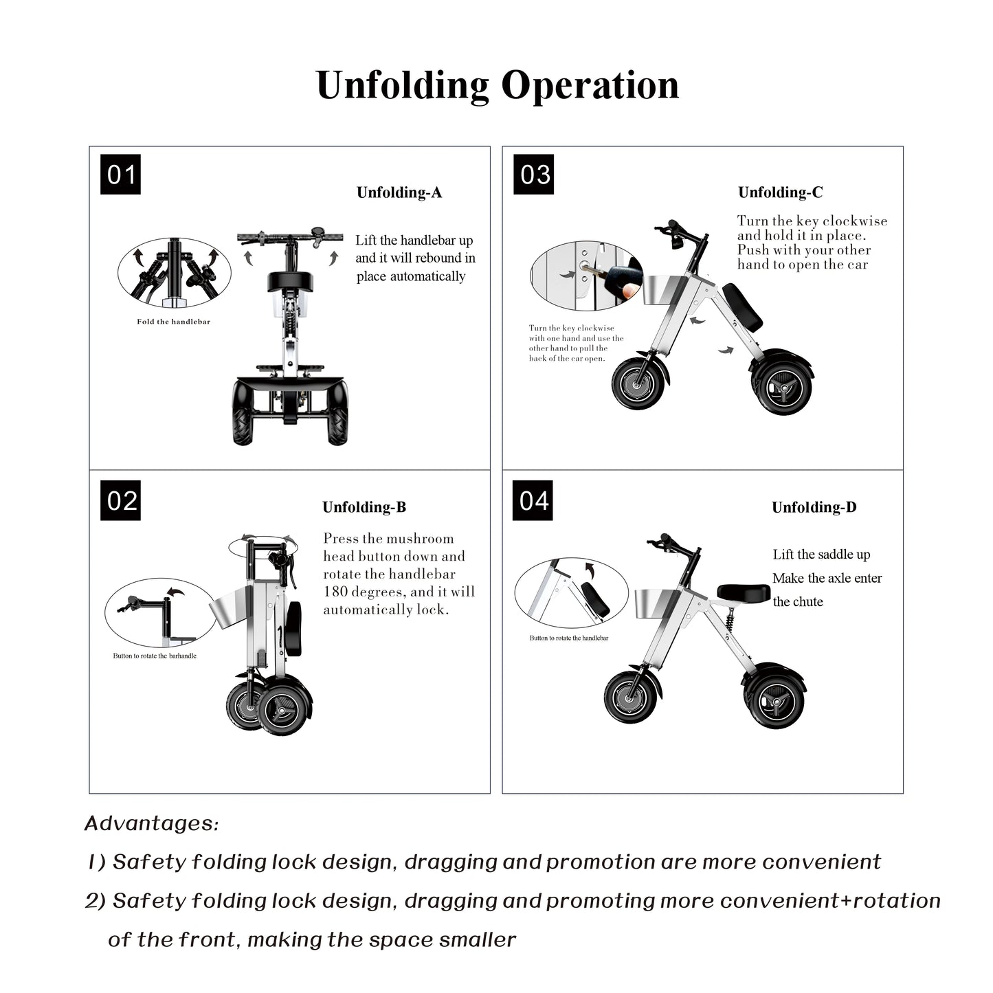 WILLJERDY Folding Electric Tricycle Mini Portable Adults 3 Wheeled Electric Bike Small Elder Electric Folding Bike For Man