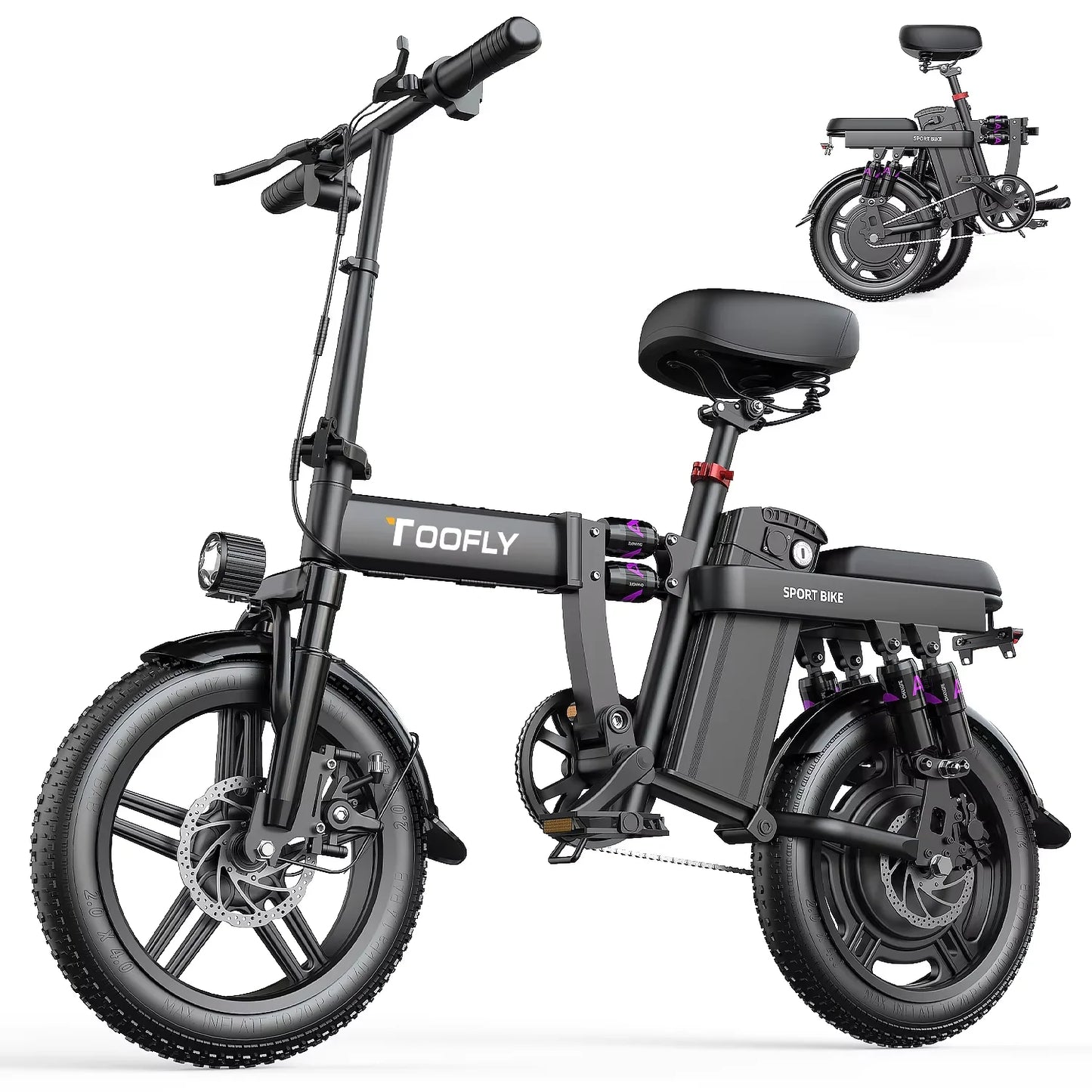 Ebike G16 1000W motor 48V 20AH battery, super shock absorption, foldable, 16 inch tires, urban commuting electric bicycle.