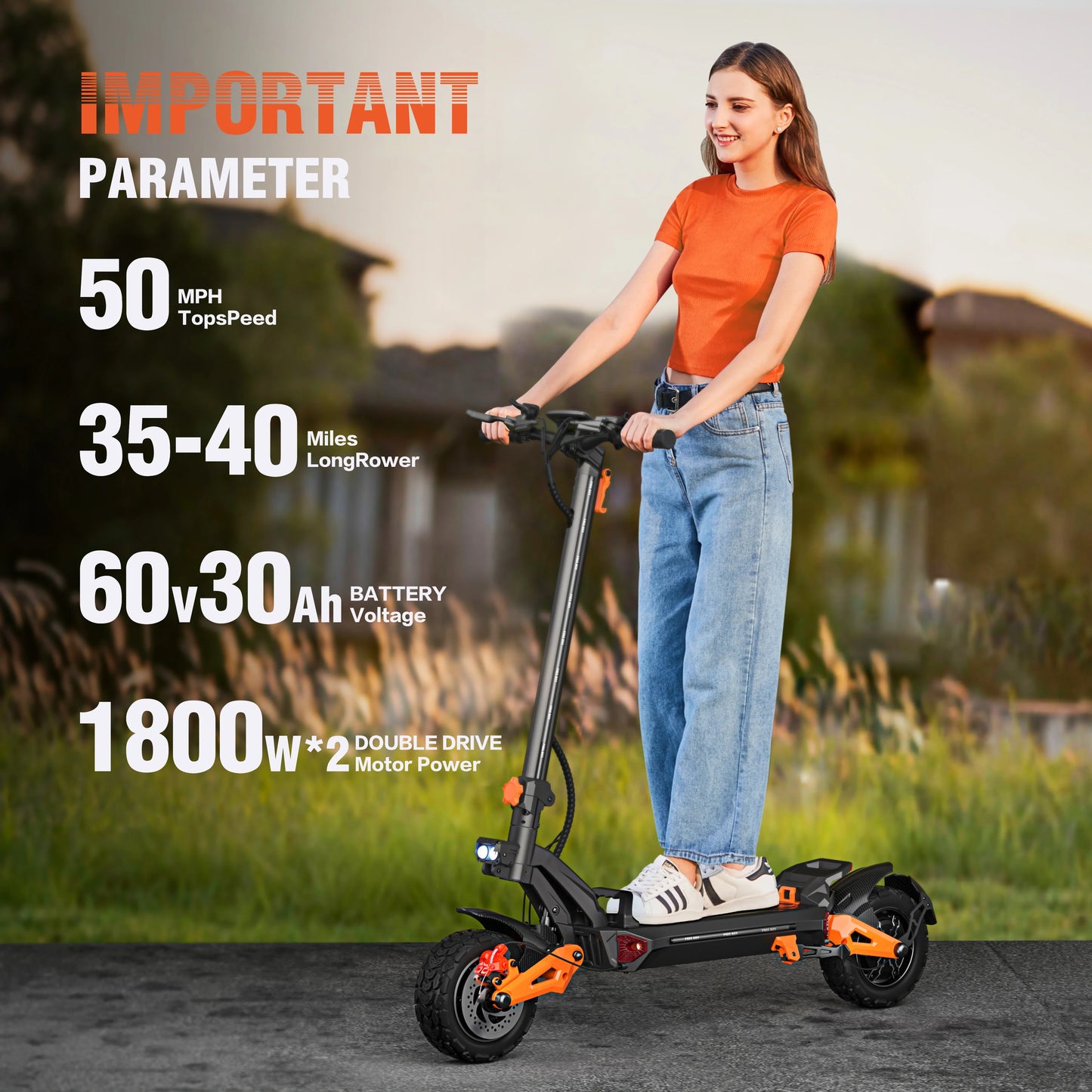 Dual Motor Adult Dual Shock-Absorbing Electric Scooter Long Endurance Double Rocker Arm Commuter Off-Road E-Scooter