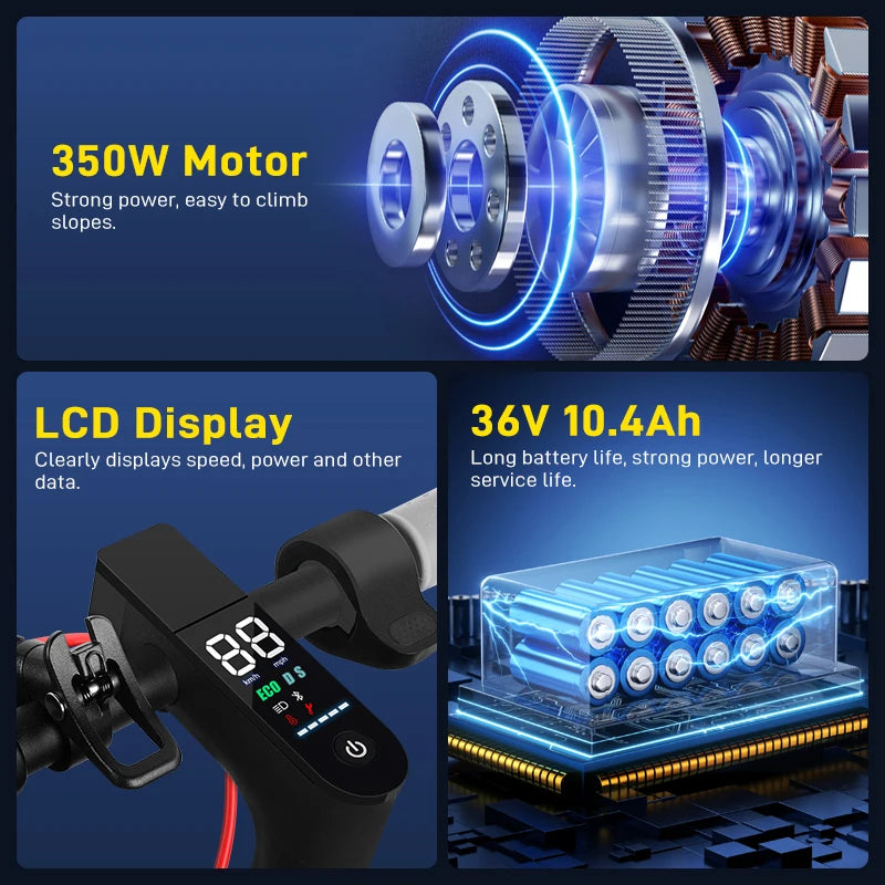 Mankeel MK085 Pro Electric Scooter 350W 36V Max 19MPH Dual Shock Absorption 19Miles Long Range Smart APP Commute E-scooter Adult