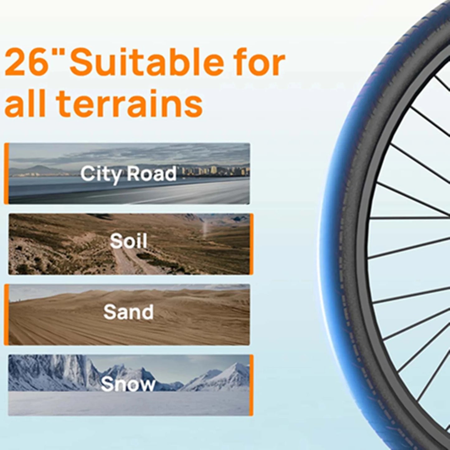 Peak 750W E26 Electric Bike 26x2" Commuter Tires 48V 10.4Ah Removable Battery 20MPH Speed 7-Speeds LCD Display