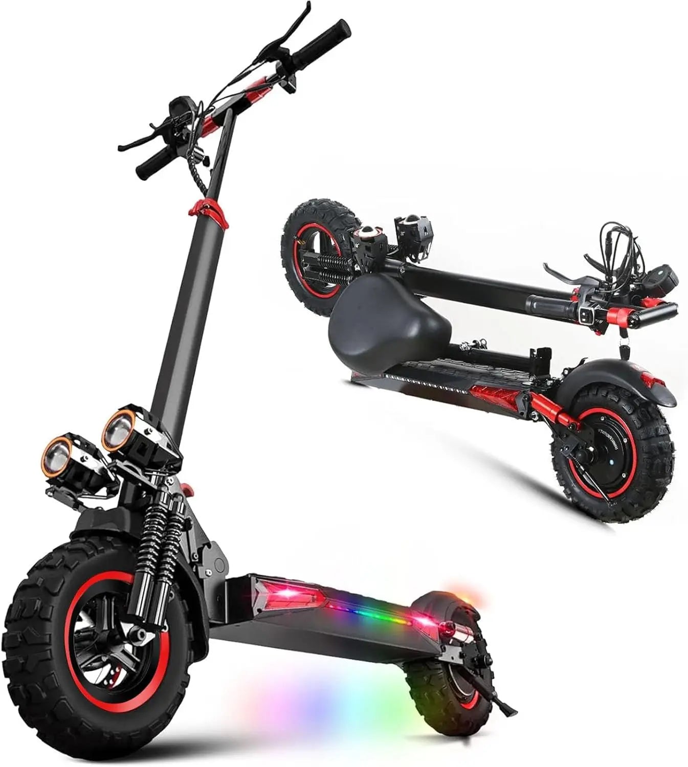 1200W Off-Road Adult Electric Scooter with Seat Height Adjustable 48V 21Ah Battery Long Range 33Mph Foldable Commuting E-Scooter