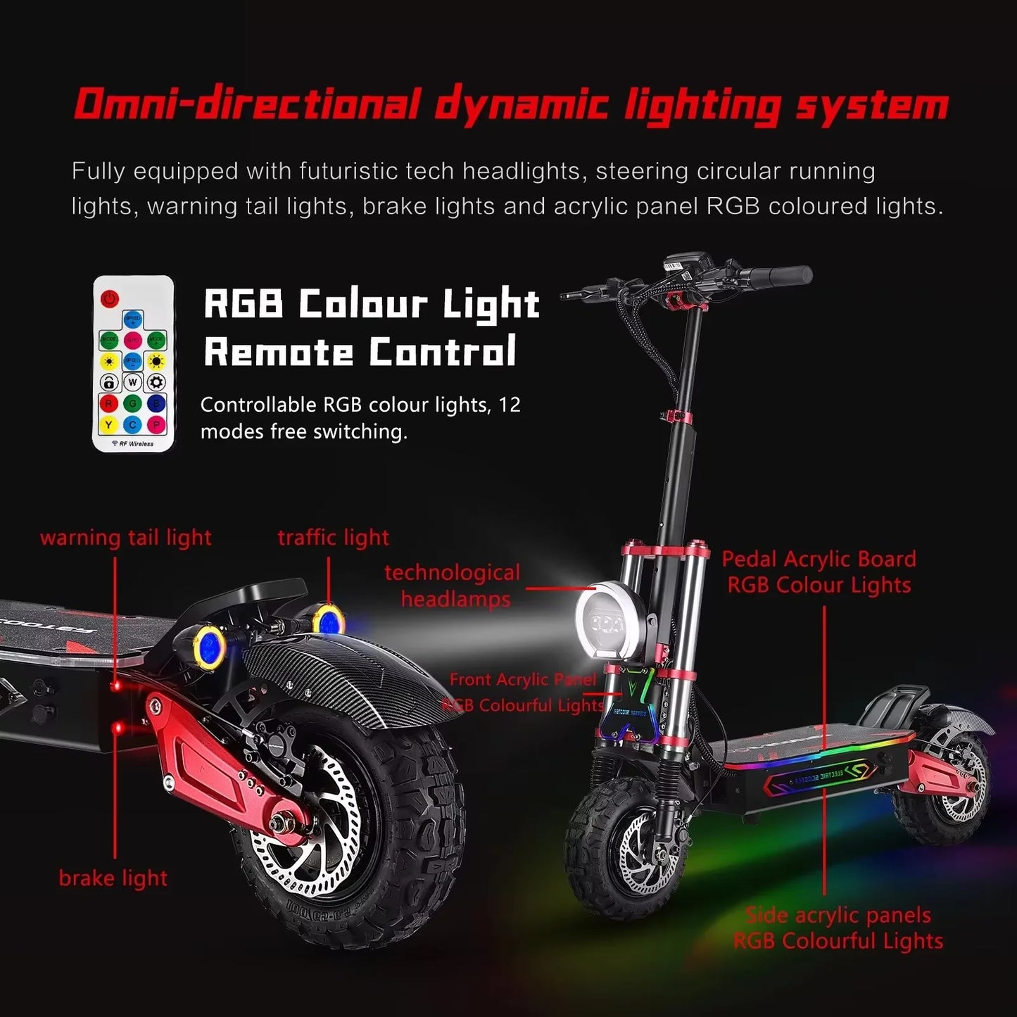 Boyueda S5 Electric Scooter 6000W Motor 60V38AH Battery 11 Inch Adult Off-road EScooters 85km/h Double Drive Version E-Scooter