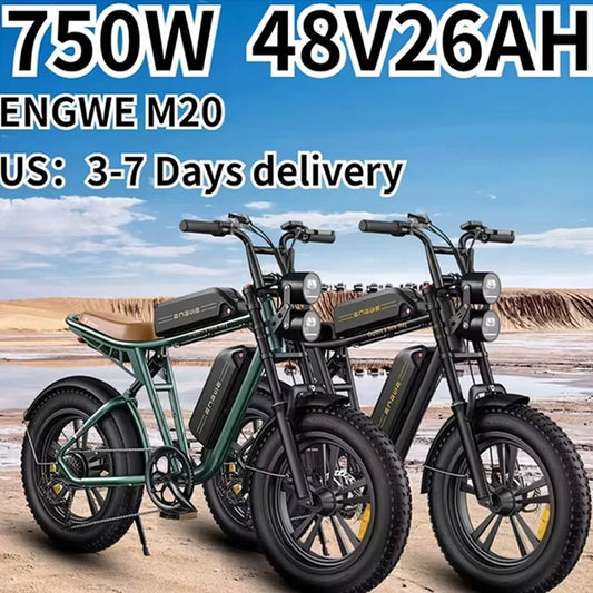 ENGWE M20 Electric Bicycle 750W Motor 48V26AH Dual Battery Mountain Snow Ebike Electric Motorcycle 20*4.0 Fat Tire Electric Bike