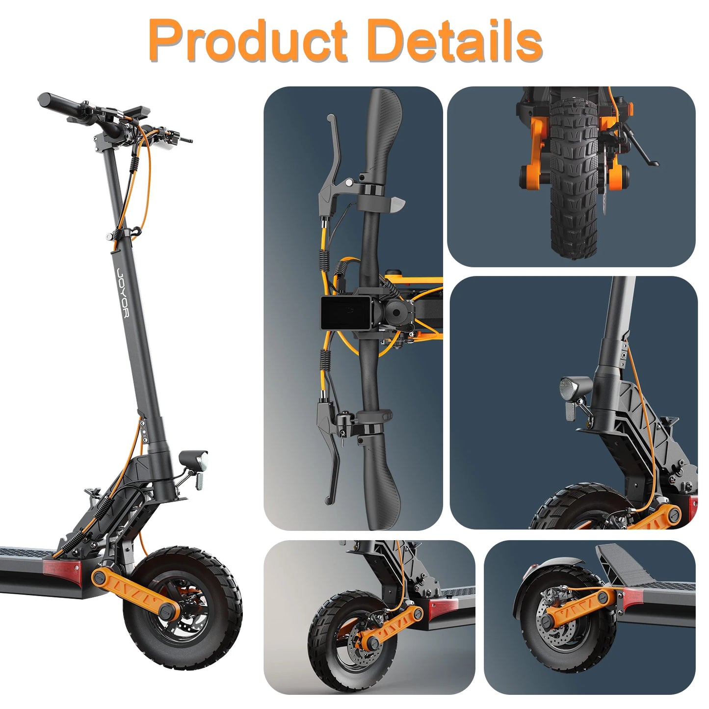 JOYOR S5-Z Electric Scooter for adults - 600W power motor speed 31Mph, 34-Mile Range, Foldable Design for Commuting & Adventure