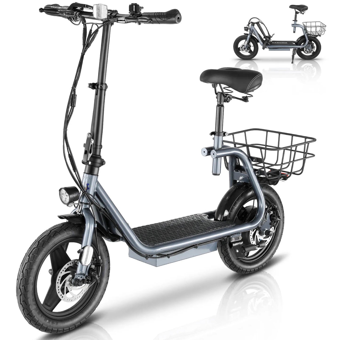 Caroma Peak 500W Electric Scooter Adults, 30Miles Long Range, 14" Tire, 20MPH Top Speed, Adjustable Electric Scooter with Seat
