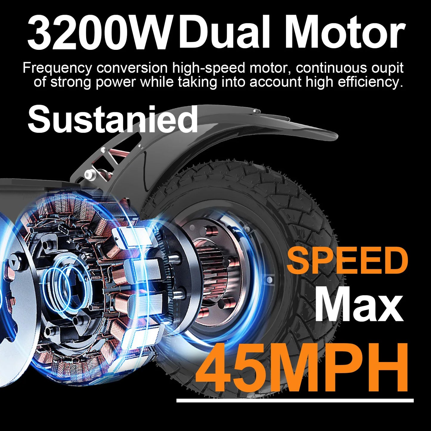 45MPH & 50 Miles Dual Motors 3200W 60V Electric Scooter Adults with/without Lock Long Range Foldable 2 Wheels Commuter Scooter