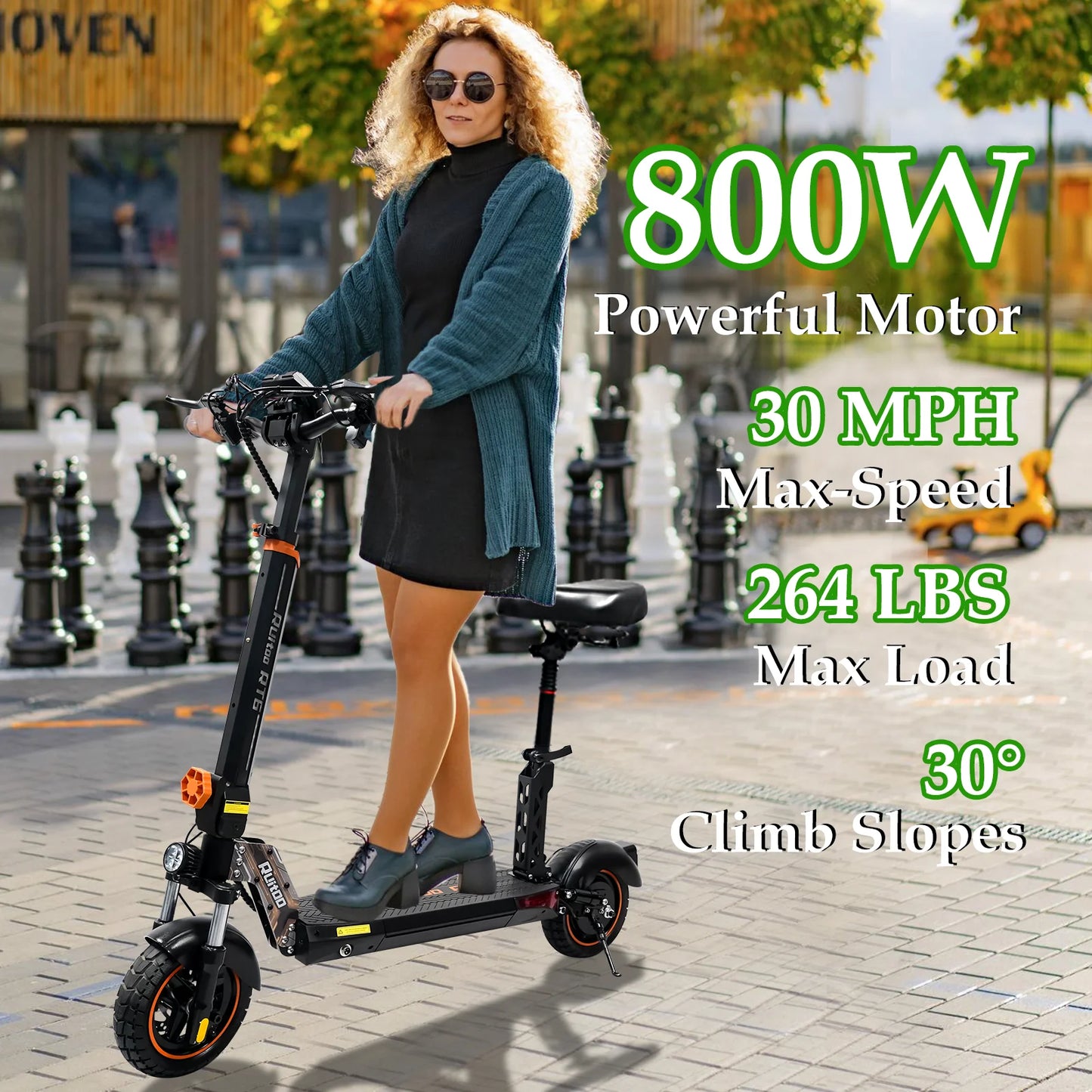 Electric Scooter Adults, Up to 32MPH,800W Motor Commuter Electric Scooter for Adults and Teen with Detachable Seat,10'' Vacuum
