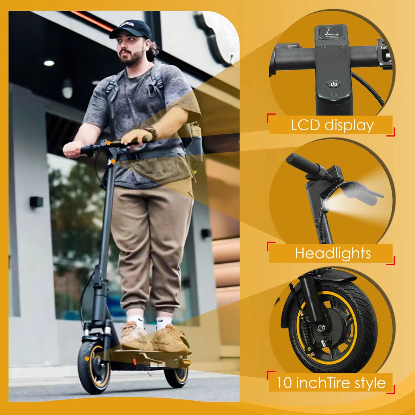 HEZZO G30 Electric Scooter for Adults 500W Motor 36V 15AH Folding Escooter 10 inch Tire City E-scooter APP