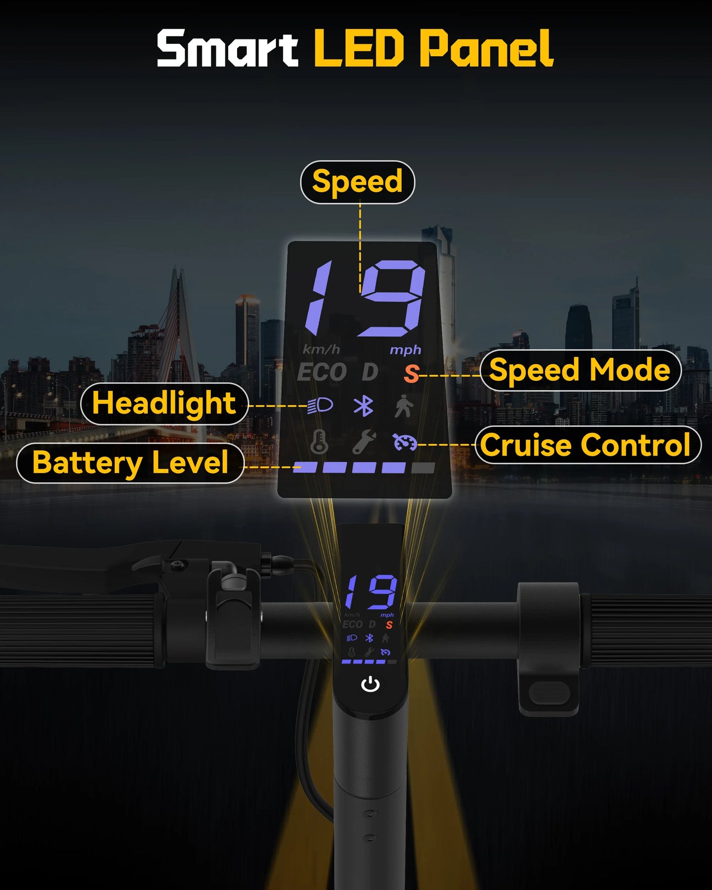 LADPED LP40 Electric Scooter 350W 19mph APP Smart Control 4 Speed Modes Foldable Electric Scooter 16miles Max Range for Kids 12+