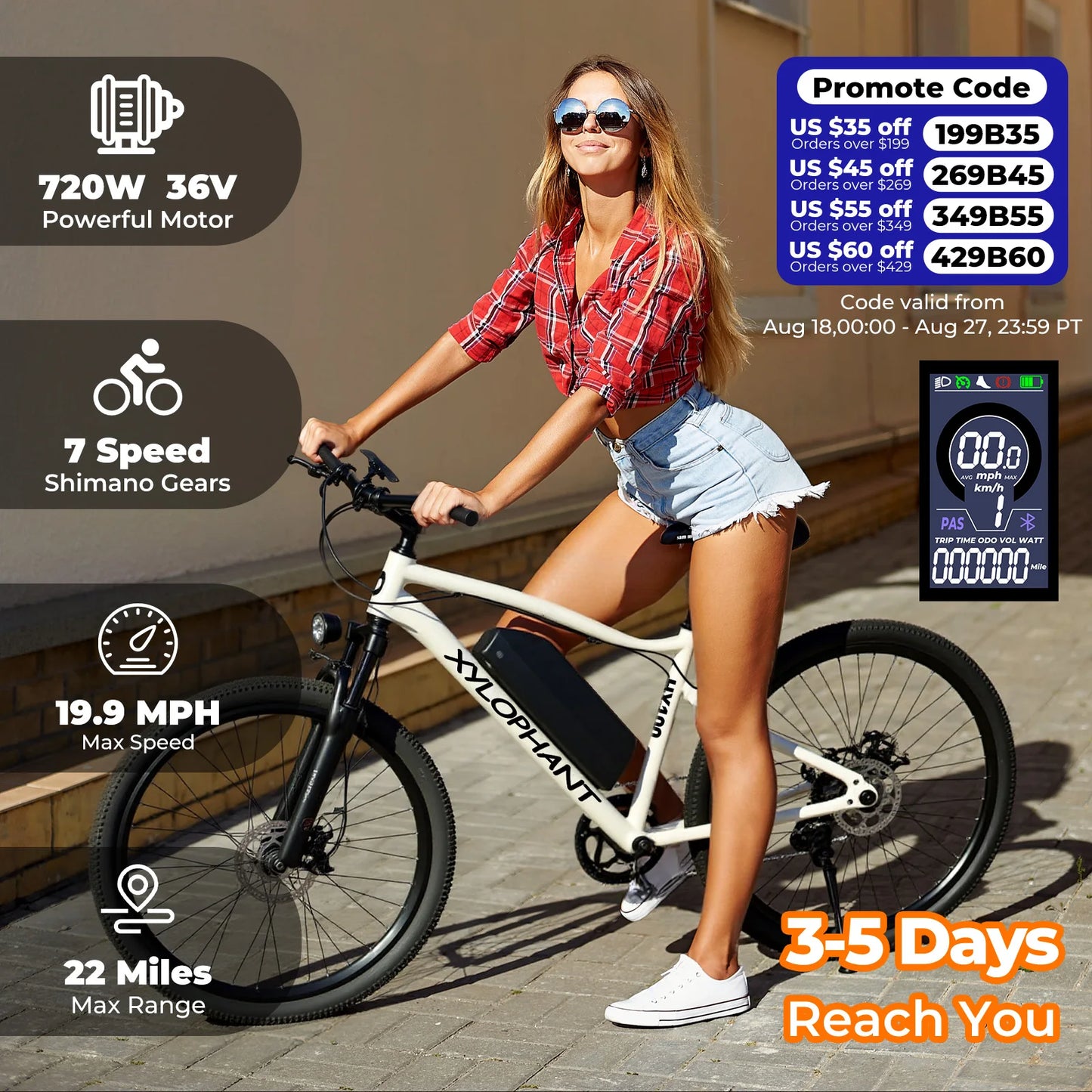 Adult racing electric bike - mountain lightweight electric bike, equipped with 350W brushless motor, 360Wh detachable battery,