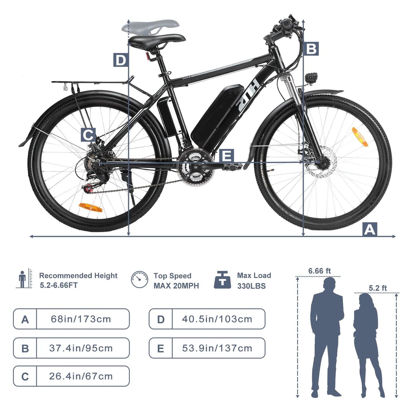 1000W Peak 48V Electric Bike for Adults,