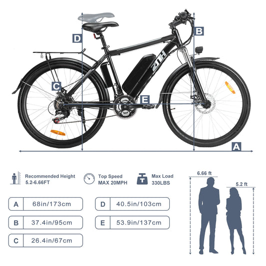 1000W Peak 48V Electric Bike for Adults,