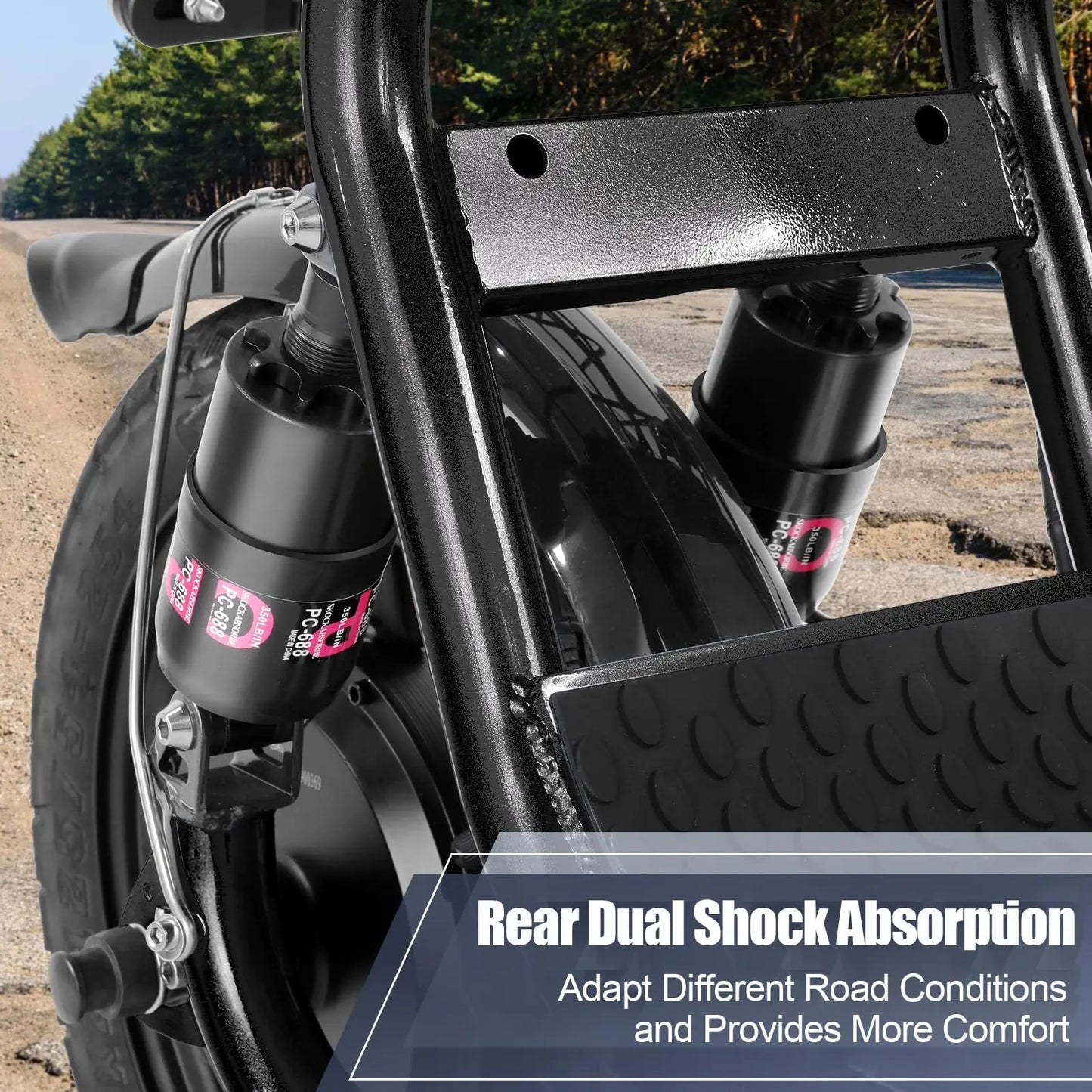 Caroma 750W Electric Scooter with Seat, 14" Fat Tire, 500Wh Battery,30 Miles&20MPH, Foldable, with Basket&Shock Absorbing