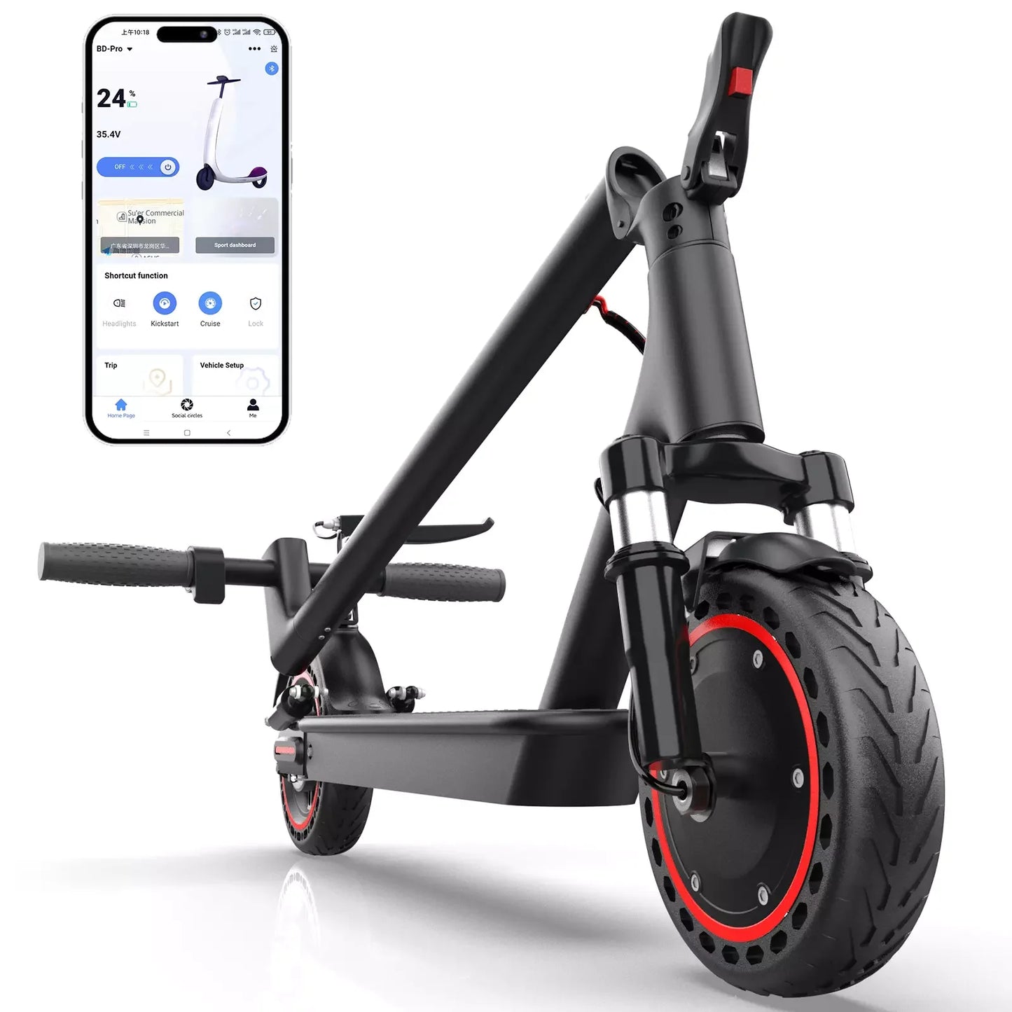 LP07 Electric Scooter 350W 19mph APP Smart Control Scooter 8.5inch tire Folding Electric Scooter 16miles Max Range for Adult