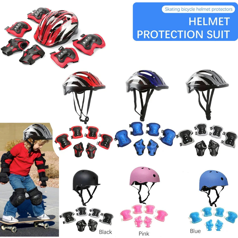 Kids Bike Helmet Knee Elbow Wrist Pads Helmet