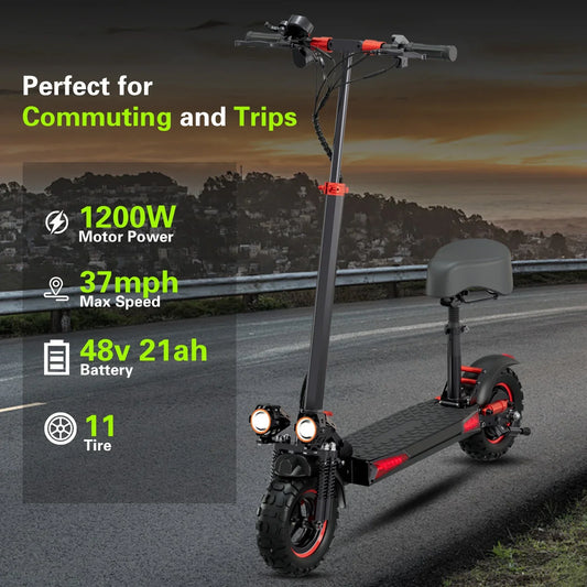 FREEBOY J11 PLUS Adult Electric Scooter 1200W Motor 48V 21AH Folding E-Scooter 11 Fat Tire E-Mountain Scooter
