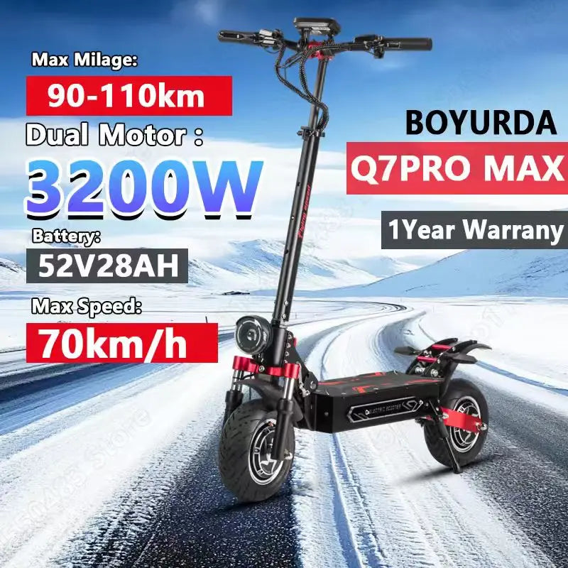 Boyueda Q7Pro Max EScooters 3200W Dual Motor 52V28ah Smart APP Bluetooth Connection Electric Scooter NFC Activation E-Scooter