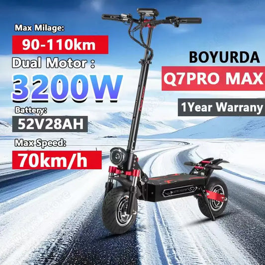 Boyueda Q7Pro Max EScooters 3200W Dual Motor 52V28ah Smart APP Bluetooth Connection Electric Scooter NFC Activation E-Scooter