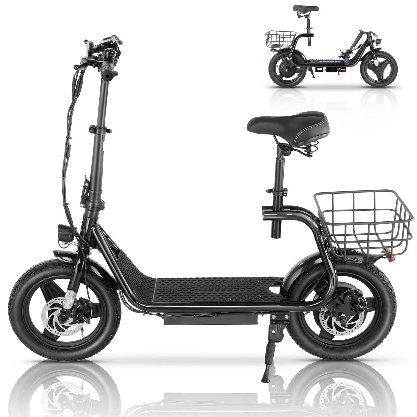 Caroma Peak 500W Electric Scooter Adults, 30Miles Long Range, 14" Tire, 20MPH Top Speed, Adjustable Electric Scooter with Seat