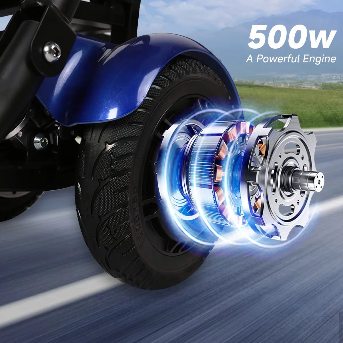 Electric 4-wheeled Motorcycle/Folding 4 Wheel Mobility, Mopeds/ Scooters, Electric Moped for Adults, 4 Wheels Electric Moped for