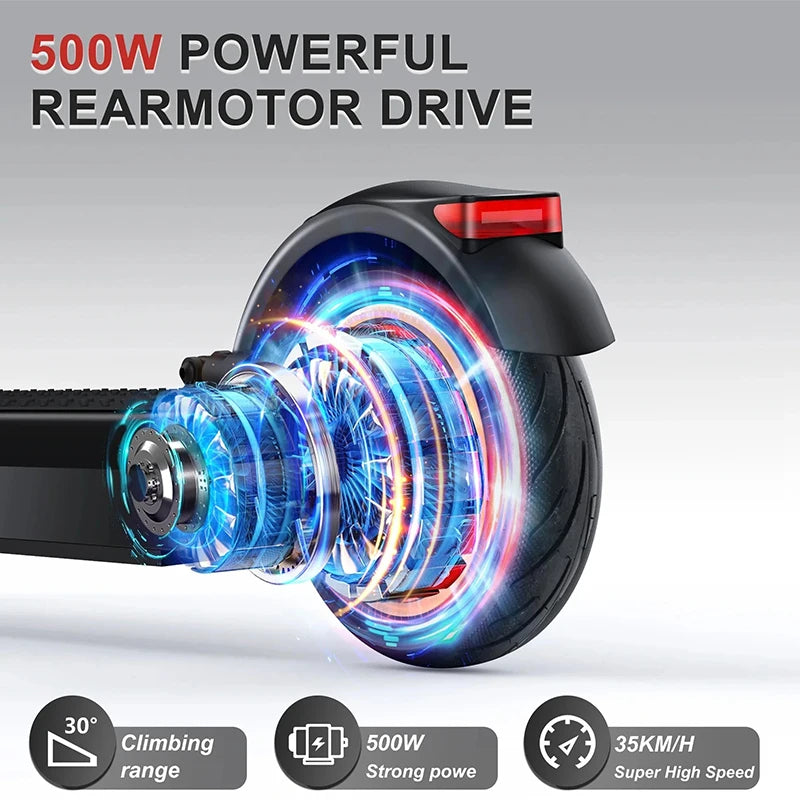 AOVOPRO ESMAX electric scooter, 500W power motor up to 40km/h,With dual braking system and dual suspension design