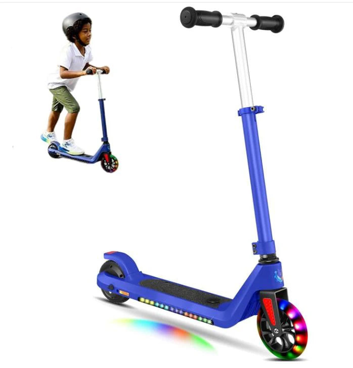 Electric Scooter for Kids Ages 6-14,120W Motor,Colorful Lights,Adjustable Height&Speed,LED Display,Foldable scooter,Idea Gift