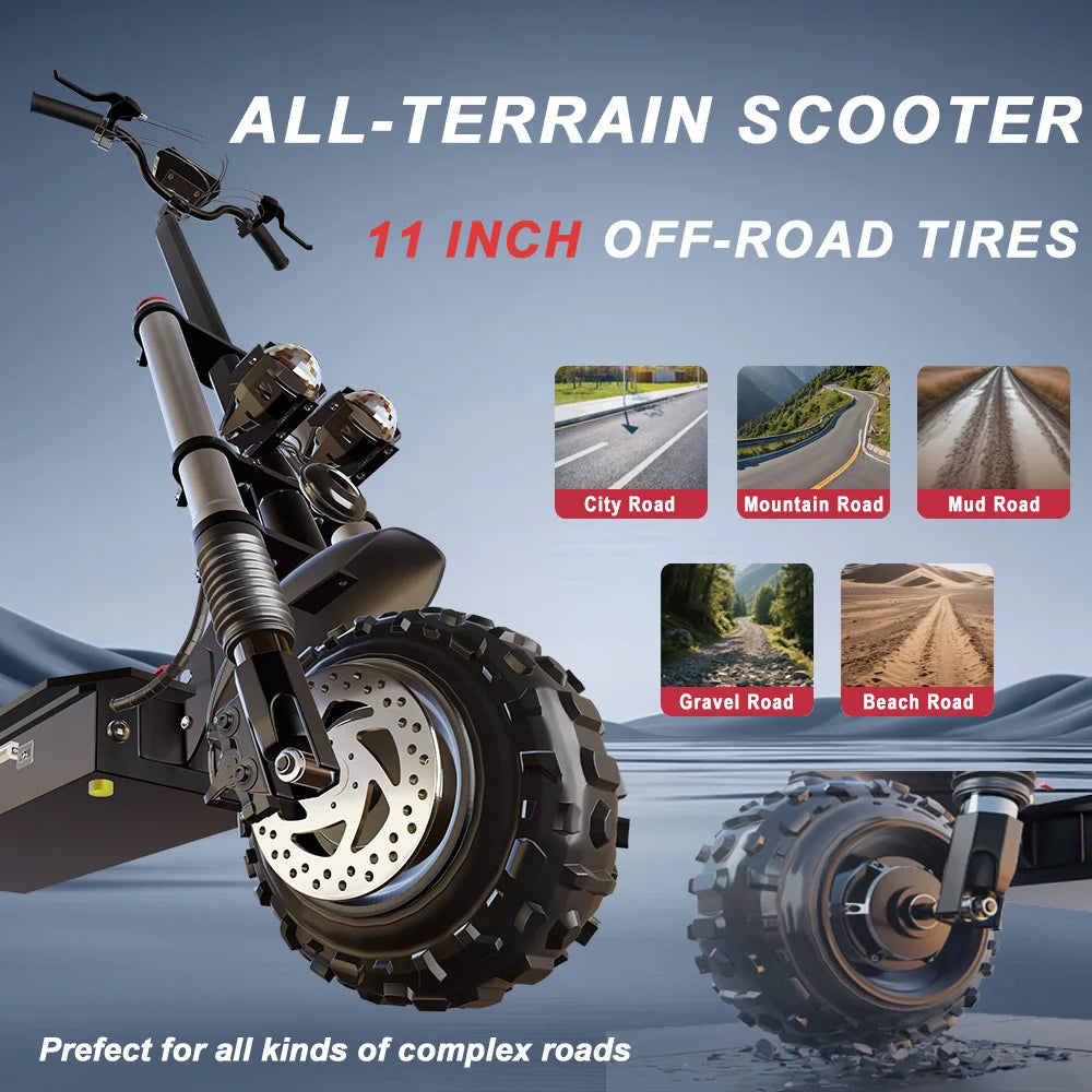 SMATEIGHT X60 6000W Dual Motor Adult Electric Scooter Speed up to 50MPH 72V 20AH 11 Inch Off-Road Tires Foldable E-Scooter