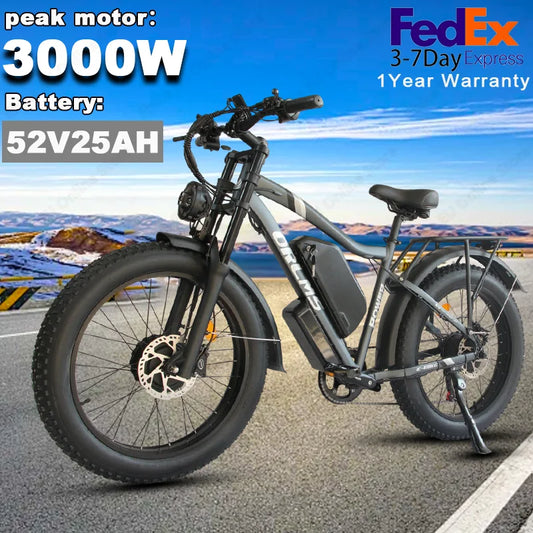 ORLMS MX500 E Bike Peak 3000W Dual Motor 52V25AH Lithium Battery Electric Bicycle 24-inch All-terrain Fat Tires Electric Bike